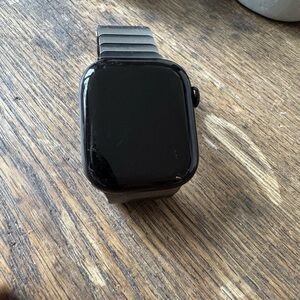 Slate Stainless Steel Band Apple Watch Series 10 GPS Black Aluminum Case 42 mm